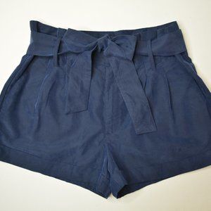 American Eagle Size 8 Womens Blue PAPERBAG Waist HIGH Rise CUFFED Modal‎ SHORTS